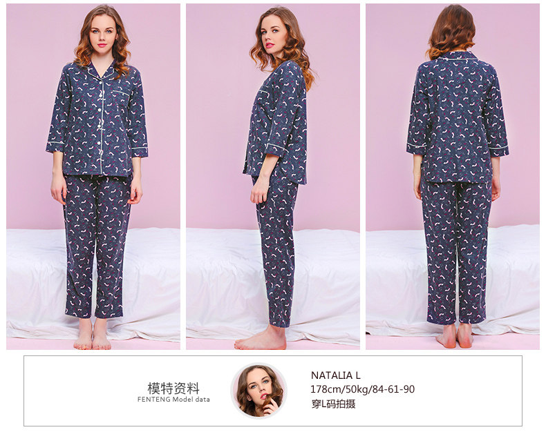 Pyjama pour femme en Coton à manches - Ref 2991670 Image 11