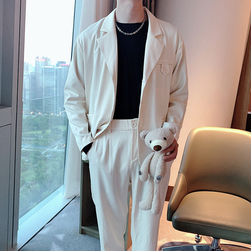 Autumn new men's loose small suit Korean version Trend Long sleeves Western suit Two-style suit yuppie handsome, teacher's teacher