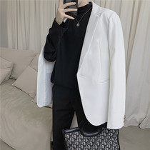 Youth Relaxation Brief Little Suit Man White Western Suit College Wind Fashion Trends Suit Blouse Pure Color Jacket Handsome