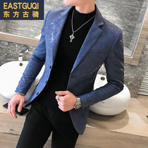2020 spring new leather suit men Korean trend Net red small suit slim young hair stylist single West Coat