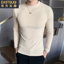 2019 Autumn Mens Leisure Korean Round Neck Slim base shirt with Social Guys Long Sleeve Knitted T-shirt Sweater
