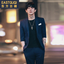 2019 summer hair stylist small suit suit men slim short sleeve seven-point sleeve suit men Middle sleeve jacket two-piece set