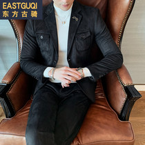 2019 autumn corduroy suit mens casual small suit suit suit Korean slim two-piece young handsome tide