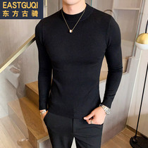2019 Autumn Joker Inside with Round Neck base shirt Korean Slim Sweater Mens Top Black High Neck Trend