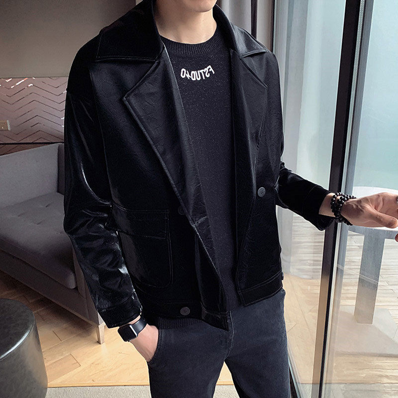 Small suit men's Korean version of the youth short style fried street black suit hair stylist slim casual yuppie handsome jacket trend