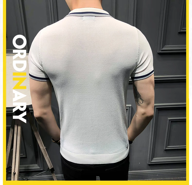Áo thun nam mùa hè 2018 mới Áo thun dệt kim mỏng Hàn Quốc Áo sơ mi POLO nam ngắn tay áo thun nam có cổ lacoste