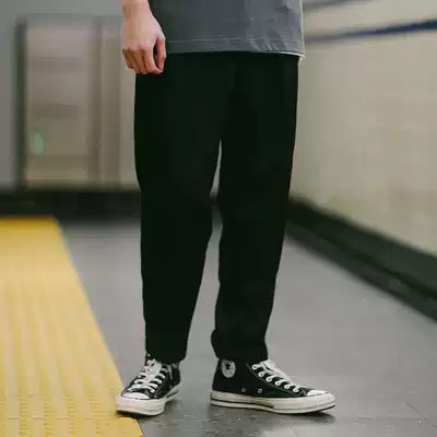 PSO Brand 19SS3 basic casual all-match black comfortable trousers Hong Kong style nine-point pants men