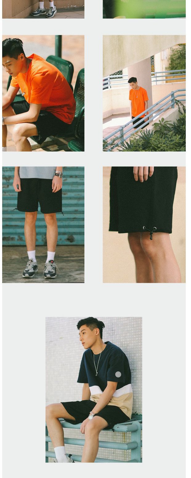 PSO Thương hiệu 18SS SWEATSHORTS Quần short dây rút đơn giản màu đơn quần âu nam