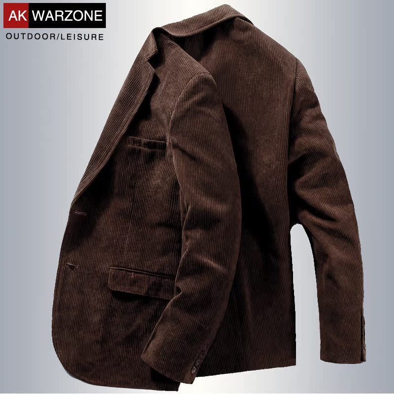 Corduroy Jacket for Men, Spring and Autumn, Pure Cotton, Business Casual Suit, Middle-Aged and Elderly, Corduroy Dad's Casual Suit, Autumn Small Suit