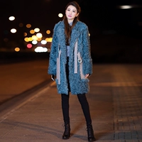 Mùa đông 2018 mới Hàn Quốc lamb terry vòng tròn lông áo khoác nữ dài phần dày hạt sang trọng áo lông thỏ