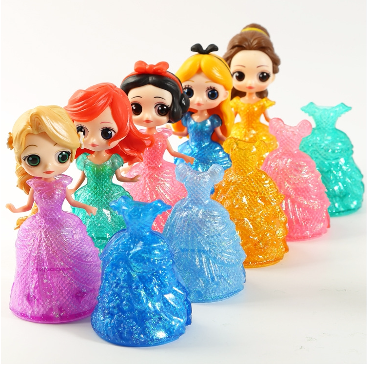 Snow White Mermaid Cinderella Alice Belle Long Hair Crystal Princess Dress Up Ornament Girl Gift