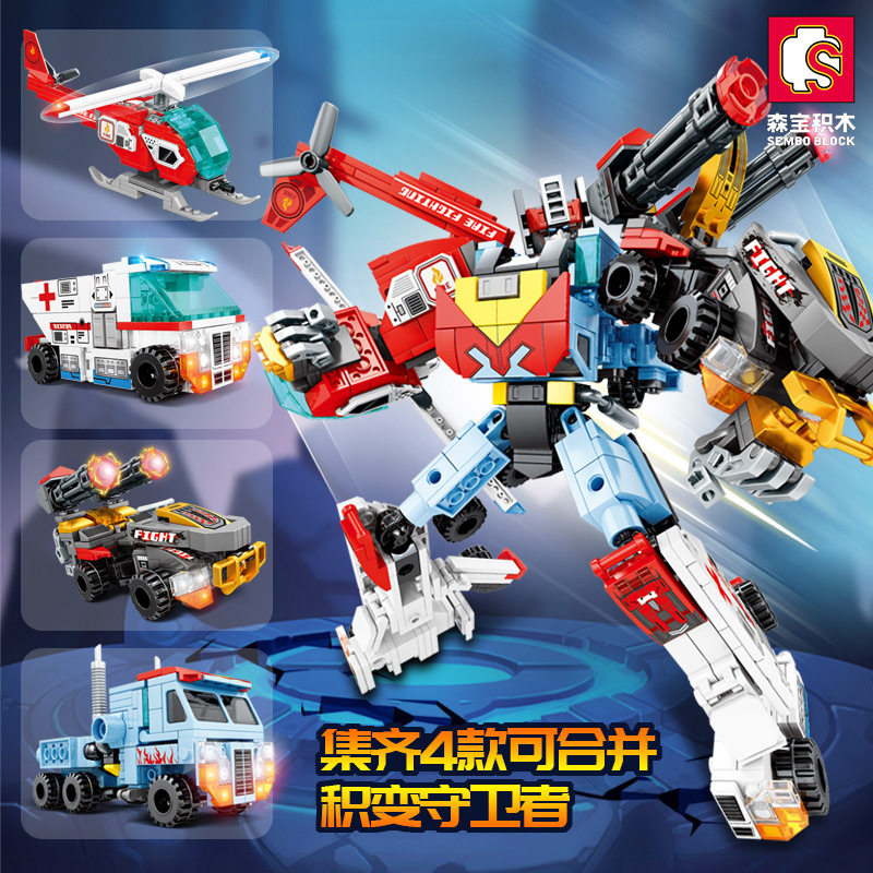 Senbao 103233-6 Transforming Robot King Kong Product Change Guardian 4 in 1 Assembly Model Assembly Building Block Toys