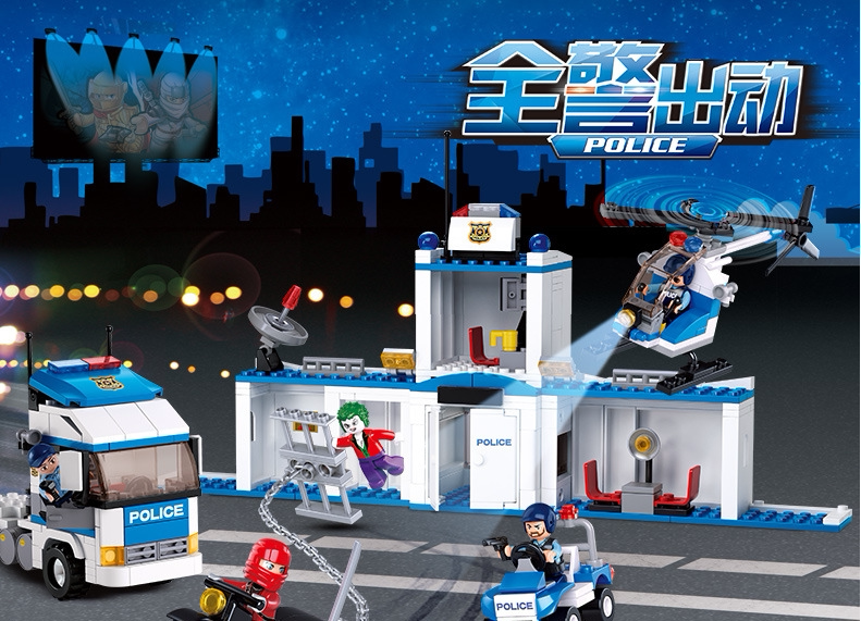 Small Ruban spelled and assembled building blocks toy mobile police police police car B0376 Puzzle Boy Toy Gift