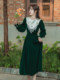 This year's popular green temperament ladies court style dress light luxury small dress velvet autumn and winter dress high-end sense