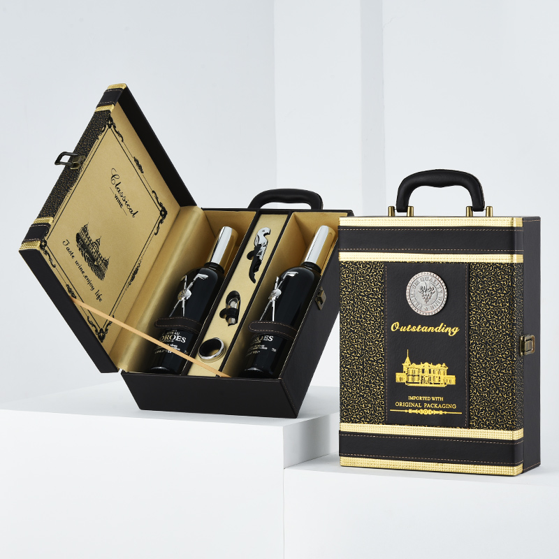 Red wine box box wine gift box packaging box double packaging general gift box 2 wine box customized