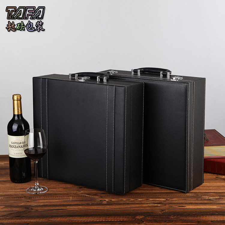 Red wine leather box packaging box gift box red wine box four wine boxes 4 leather boxes double wine box