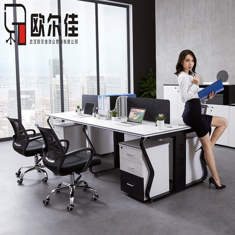 Staff office desk and chair combination simple modern deck 4 6 pairs of multi-person staff screen office computer desk - Taobao