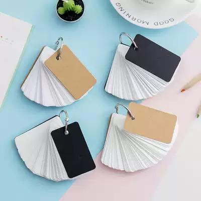 Creative new unprinted simple black cardboard cover word book Kraft paper iron ring book Loose-leaf book Memory card female