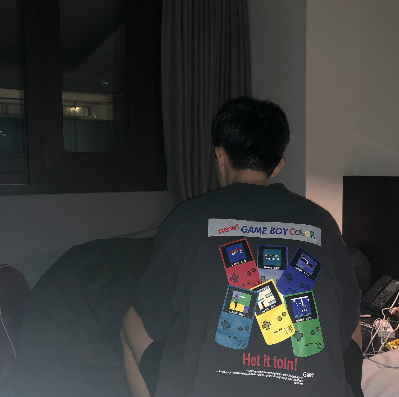Ông Fang inch lưới đỏ nam lỏng lẻo học sinh cá tính Áo thun nam phiên bản Hàn Quốc xu hướng nửa tay áo oversized nam tay ngắn áo thun trắng trơn
