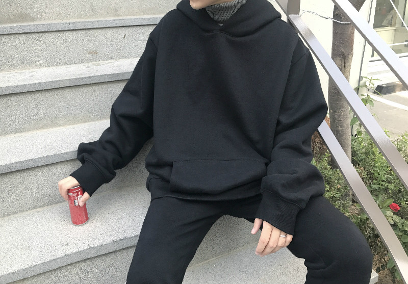 Ông Fang inch 18 mùa xuân và mùa đông chàng trai Hàn Quốc phiên bản của áo len dày màu rắn lỏng OVERSZIE nhung hoodie áo len áo áo hoodie loang màu