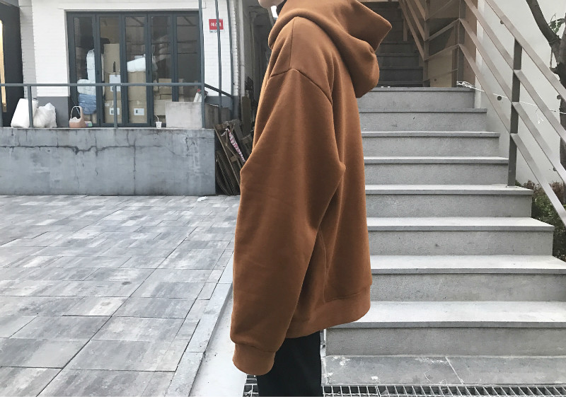 Ông Fang inch 18 mùa xuân và mùa đông chàng trai Hàn Quốc phiên bản của áo len dày màu rắn lỏng OVERSZIE nhung hoodie áo len áo