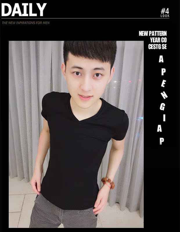 Mùa hè 2017 phiên bản Hàn Quốc đơn giản với áo sơ mi tay ngắn tay hoang dã V-cotton cotton trắng tinh khiết xu hướng tay ngắn áo thun nam cotton