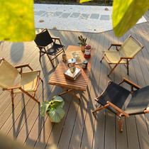 TNR outdoor self-driving camping leisure solid wood komit family camping fishing portable backrest folding chair