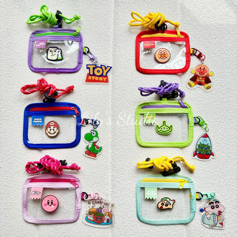 Transparent Cartoon Card Holder Mario Bread Three-Eyed Alien Buzz Lightyear Crayon Shin-Chan Kirby Neck Card Holder Transparent Cartoon Card Holder Mario Bread Three-Eyed Alien Buzz Lightyear Crayon Shin-Chan Kirby Neck Card Holder