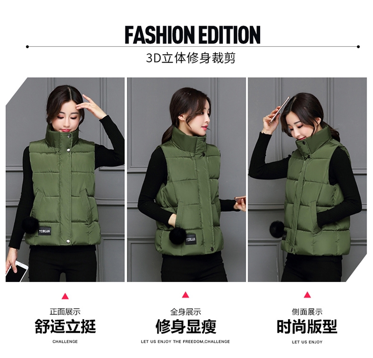 2018 mới bông vest nữ mùa thu và mùa đông mặc Hàn Quốc ngắn sinh viên bông quần áo áo khoác của phụ nữ không tay vest vest ao kieu dep