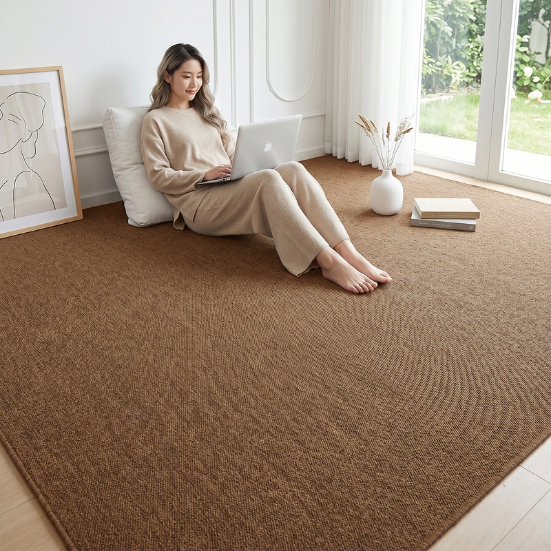 Brown Retro-Style Carpet for Commercial Offices, Large Area Full Coverage Floor Mat, Fire-Resistant and Flame-Retardant, Suitable for Photography Setup