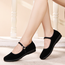 Old Beijing Cloth Shoes Women Single Shoes Flat Bottom Soft Bottom Flat Heel Working Shoes Hotel Shoes Dance Shoes Mom Shoes Black Cloth Shoes