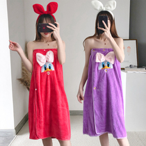 Bath towels can be worn with wrap Home Non-pure cotton Absorbent Speed Dry Without Hair Bath Robe Smear Soft Cute Bath Dress New