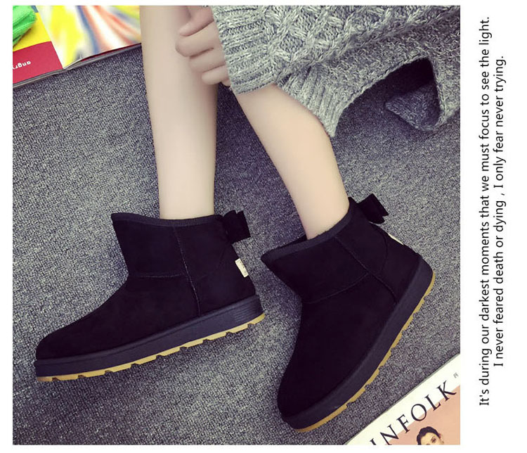 Giày tuyết mùa đông mới 2018 cho nữ giày boot nữ cổ thấp đế vuông