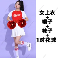 3005 Женская красная топ+юбка из белой складки+носки+красный фильм болельщики 2