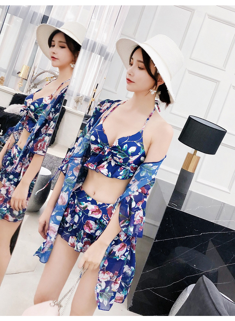 Váy liền thân áo tắm nữ ba mảnh ngực nhỏ thu hút che bụng gợi cảm là bộ đồ tắm nước nóng mùa xuân nhỏ của Hàn Quốc - Bộ đồ bơi hai mảnh áo bơi 2 mảnh đẹp	