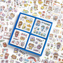 100 cartoon hand account sticker gift box hand account and paper girl heart character material sticker computer decoration pattern