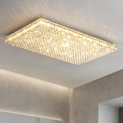 Light luxury crystal living room ceiling lamp Lord bedroom rectangular Zhongshan lamps modern simplicity atmosphere 2024 new models
