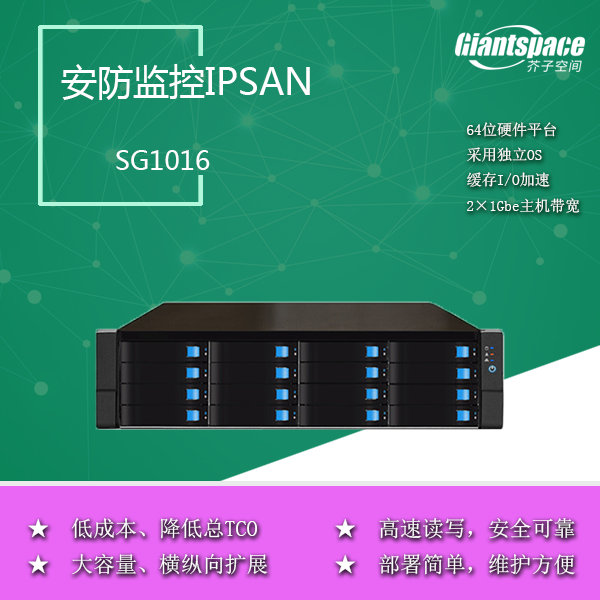 16 disc-level security monitoring storage IPSAN disk array Internet storage mustard space SG1016