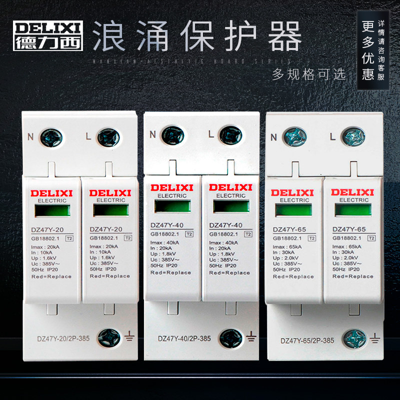 Delixi surge protector lightning protection household three-phase power supply arrester 2P4P20KA 40KA 65KA surge