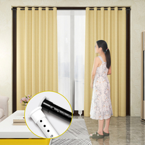 Curtain-free perforation installation telescopic rod shading insulation sunscreen bedroom small bay window simple rental room full sunshade cloth