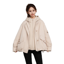 (Duck Selection) Down Jacket Womens Spring New Fashion Solid Color Hooded Thickened Casual One-Wear Two-Wear Jacket