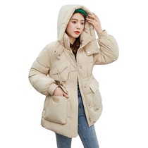 Duck Down Jacket Womens Short 2024 Winter New Hooded Korean Style Waist Slimming Thickened Warm Duck Down Jacket C