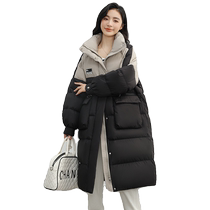 Duck Down Jacket Womens 2024 Autumn and Winter New Arrival Over-the-Knee Mid-Length Fashionable and Versatile Two-Color Warm Duck Down Jacket