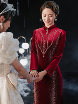 Velvet Qipao Mother Wedding Banquet Gown 20221 Happy Mother-In-Law New Spring Autumn Season Long Sleeves Elegance Dress Fashion