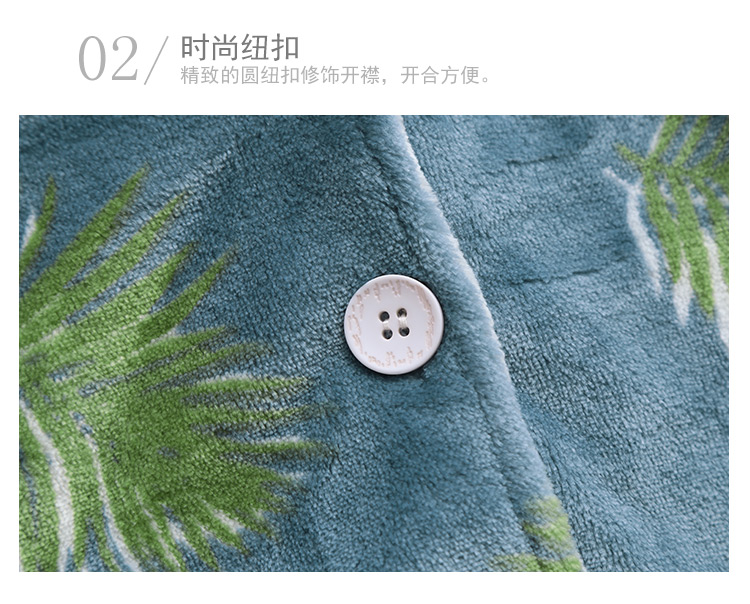 Roger ấm áp đôi flannel đồ ngủ nam và nữ mùa thu và mùa đông san hô lông cừu dịch vụ nhà dài tay 18061HH đồ siêu nhân