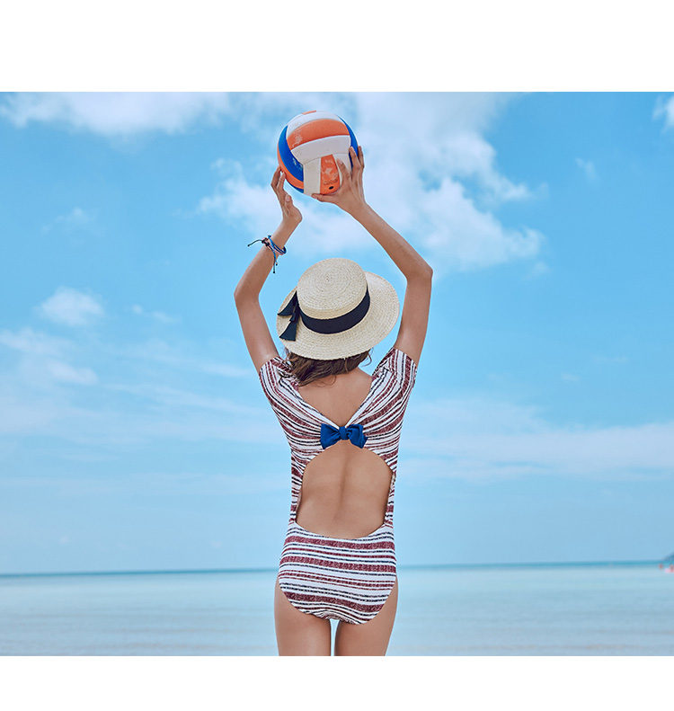 Coryel thời trang sọc gợi cảm che bụng giảm béo áo tắm một mảnh kỳ nghỉ suối nước nóng phụ nữ nghiên cứu và phát triển đồ bơi - Bộ đồ bơi One Piece đồ bơi liền thân nữ