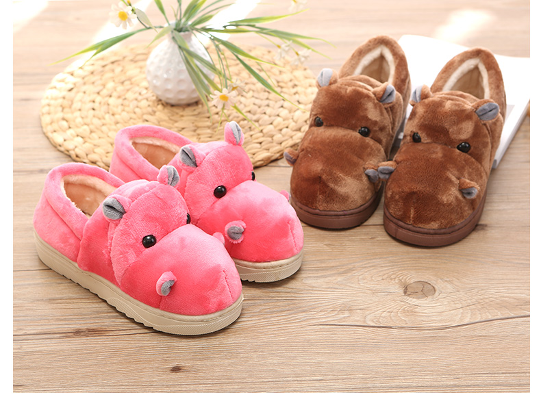 Winter nhà dễ thương phim hoạt hình sang trọng dép bông nam và nữ vài gói nội thất ấm áp với giày bông nặng đáy với gót chân - Trang chủ dép nhà tắm