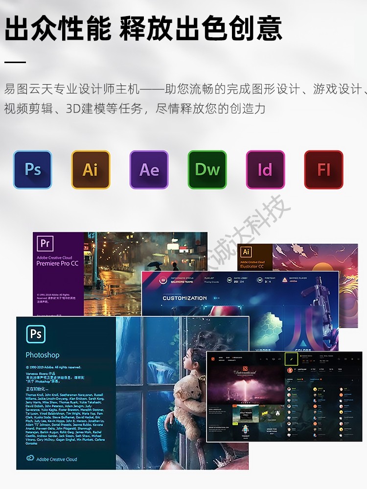 Designer's Special Computer Host Desktop Core I7 Video Editing Graphics Workstation Drawing 3D Rendering Water Cooling