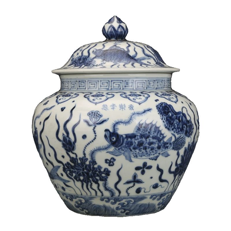中国古美術・元款青花磁鱼藻紋罐・青花磁・純手描き・陶芸・花瓶・文房具・置物・書道 中国美術青花魚藻紋壺 - メルカリ