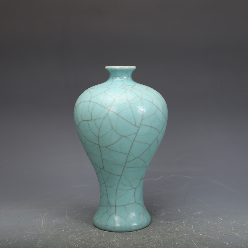 中国古美術・旧蔵宋汝窯包口銘文 双龍人物瓶・花瓶・青釉・金彩・陶磁器・文房置物 中国古美術・旧蔵宋汝窯包口銘文 双龍人物瓶・花瓶・